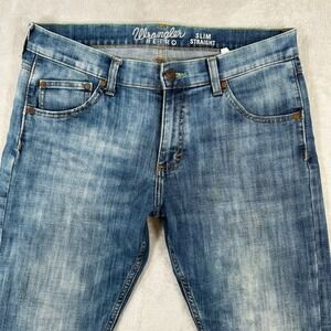 Wrangler Retro Slim Straight Mens Blue Wash Denim Jeans Size 32x34